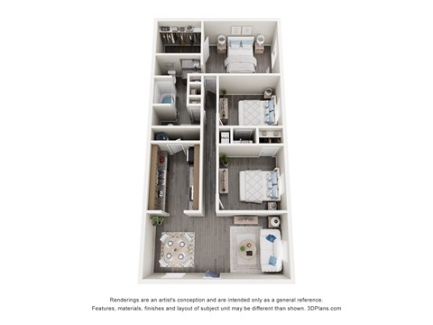 Floor plan for 3 beds, 1.5 baths, 1124 sqft